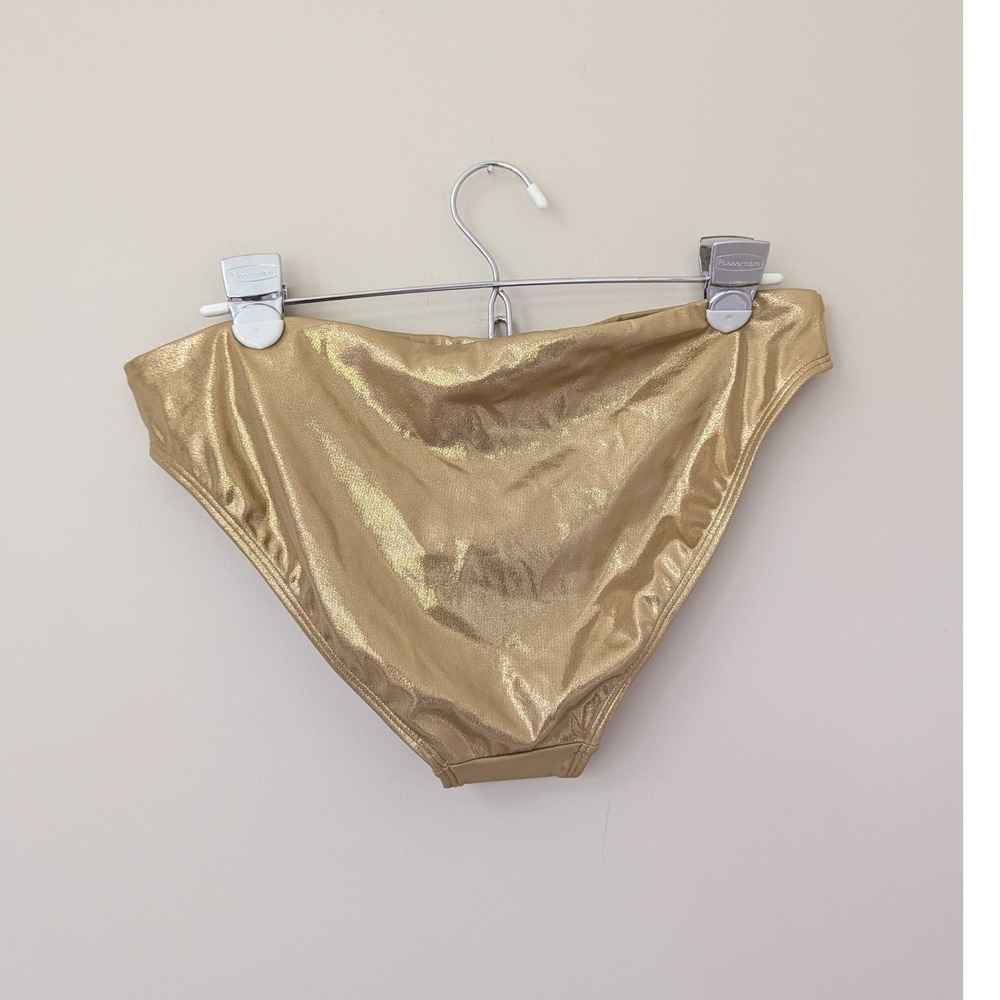 Boden Palermo Ruffle V Bikini Set Gold Metallic‎ Lame Two Piece Swimsuit 8/10 - Picture 8 of 14